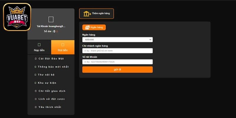 Truy cập vào tài khoản rồi chọn nút rút tiền 